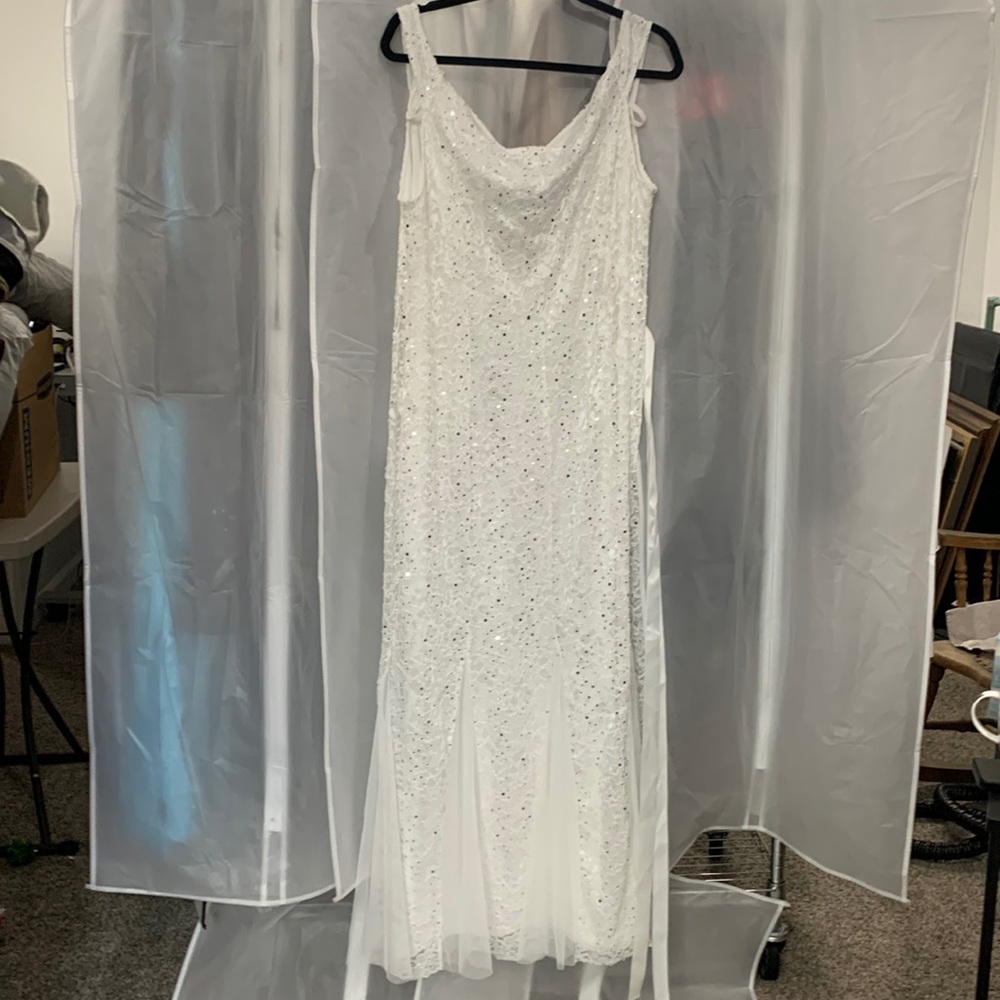 Lace and sequin v-neck gown